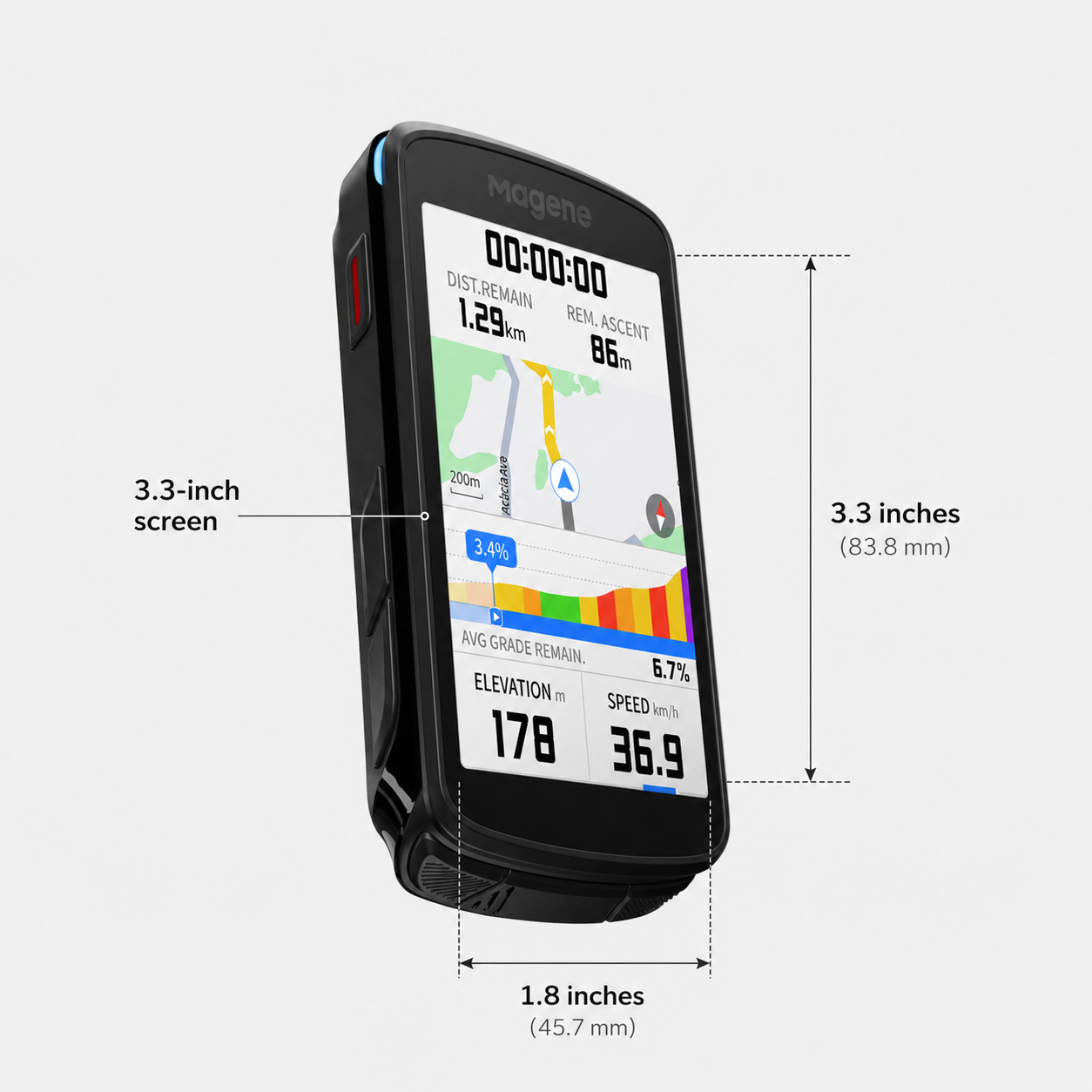 Diseño físico y pantalla del Magene C706